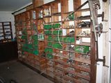 a room with a bunch of boxes on the wall