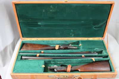 two shotguns in a case on a table