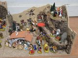 many figurines that are on display in a display case