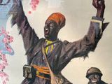 a painting of a man holding a sword and a gun