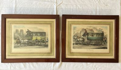 Paire de GRAVURES représentant des omnibus Dimensions : 53x4…