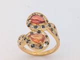 une image représentant une bague en or sertie de deux pierres de couleurs différentes