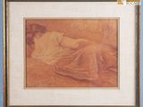 tableau représentant une femme allongée sur un canapé, dans un cadre