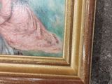 a picture of a painting of a woman sitting on a chair