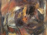 an abstract painting of a horse in a square frame