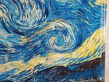 a painting of a starry night with a sailboat in the foreground