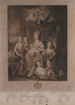 une vieille photo d'une famille avec un bébé et un chien