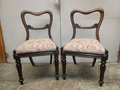 Paire de chaises en palissandre, à galettes - XIXe - H. 84 cm - Photo 1