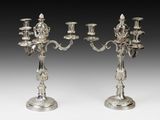 pair of silver plated candelabs