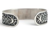 sterling silver cuff bracelet with sun and moon design