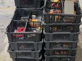 a lot of crates that are stacked on top of each other