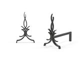 pair of black wrought iron candlesticks on a white background