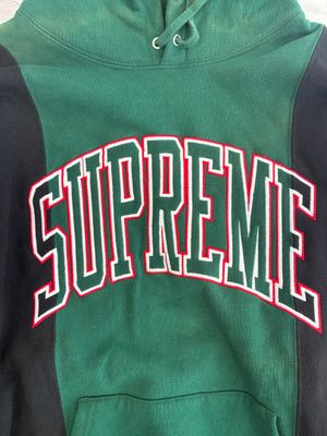 supreme hooded sweatshirt green / black / red