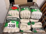 a cart full of milk and eggs sitting on the floor