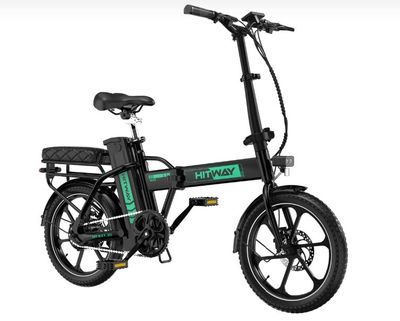 une image représentant un vélo électrique noir et vert sur fond blanc