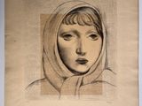 un vieux dessin représentant une femme avec une capuche sur la tête