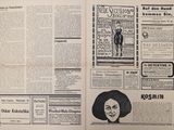 an old newspaper with a picture of a woman on it