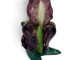 a purple flower that is sitting on top of a green leaf