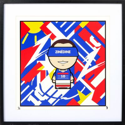 reproduction encadrée représentant un personnage de dessin animé portant un bandeau sur les yeux
