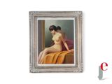 une peinture représentant une femme nue assise sur un lit