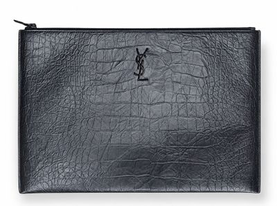 saint laurent black leather clutch bag