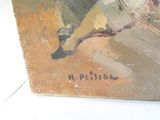 a painting of a bird sitting on a tree branch