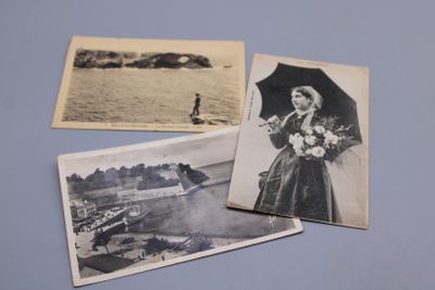 Lot d'environ 30 CPA de collection Belle-Ile en Mer : un carnet, vues  - Photo 1
