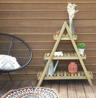 Lot de 2 Etagères extérieure pyramide KEOPS, pin sylvestre a…