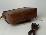 brown croc embossed leather handbag with chain strap