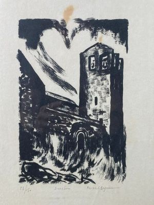 an image of a black and white drawing of a tower