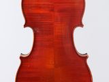 an old violin with a wooden back and bow on a white background