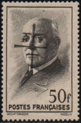 a stamp with a picture of a man with a cross on it