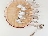 a plate with spoons and spoons on it on a table