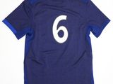 a close up of a soccer jersey with the number 6 on it