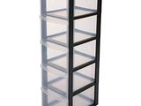 une photo d'un meuble de rangement haut, noir et transparent