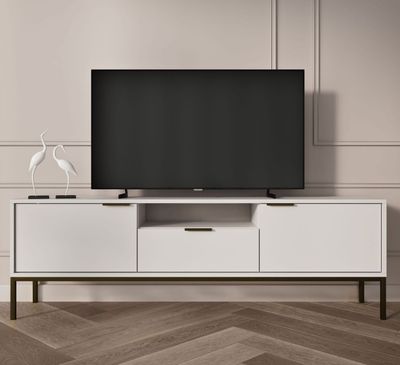 Meuble TV - AUZTY - 2 portes et 1 tiroir couleur blanc et pi…