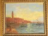 painting of a view of venice with a gondola in the foreground