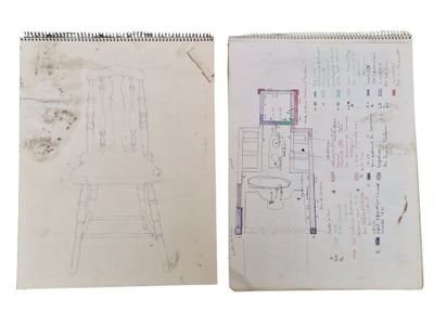 deux dessins représentant une chaise et un dessin représentant une cuisine