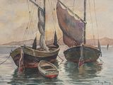 two boats that are sitting in the water