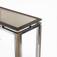 Console rectangulaire en métal chromé et laiton alterné, le … (photo 2)