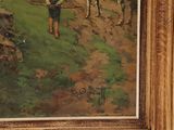 a painting of a man and a horse in a field