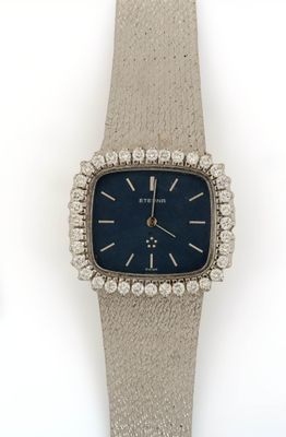 Montre pour dame de marque Eterna en or blanc 18 carats sertie de diam