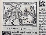 an old book with a picture of a man giving another man a piece of paper