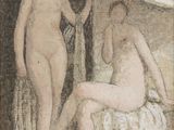 une image représentant un tableau où l'on voit deux nus assis sur un lit