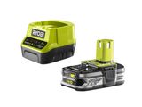 une batterie et un chargeur de batterie sur fond blanc