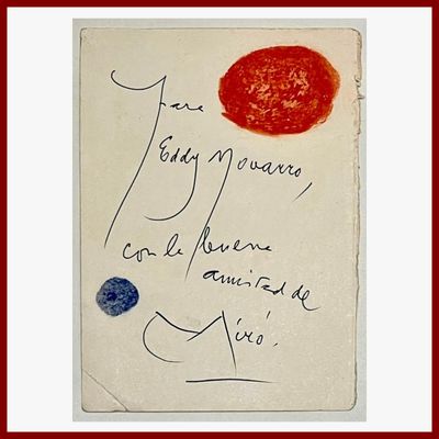 MIRO Joan 1893-1983 : Abstraction en rouge et bleu.