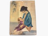painting of a woman holding a baby in her arms