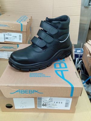 brand new men ' s black leather boots with velcro straps