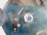 a close up picture of a blue piggy bank