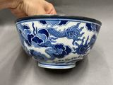 chinese blue and white porcelain bowl with dragon design